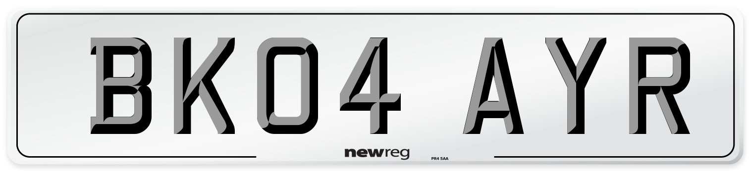 BK04 AYR Number Plate from New Reg